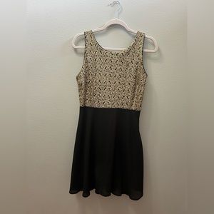 Gold sequin black dress, V back, sleeveless, size M, Charming Charlie